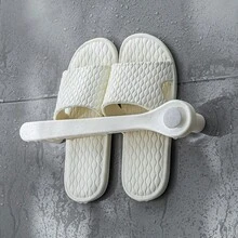 Estante para pantuflas de baño montado en la pared, estante para zapatos de baño montado en la pared, estante para zapatos sin taladro, estante de almacenamiento - Gris - Ver 10