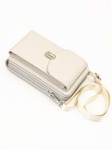 MINGYOU Nueva cartera bandolera, cremallera doble suave, bolso multifuncional de gran capacidad para teléfono, bolso bandolera dulce, lindo y exquisito para mujeres y estudiantes jóvenes, adecuado para compras, citas y regalos - Beis - Ver 7