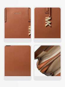 Michael Kors MK Laila 中號女款皮革托特包，休閒單肩包，經典通勤手提包，適合購物與旅行 - 棕色 - 查看 5