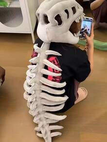 1 buah Topi Boneka Kepala Kerangka Dinosaurus, Kostum Boneka Kerangka yang Serasi, Hadiah Ulang Tahun yang Menyenangkan untuk Anak-anak dan Pacar - MultiWarna - View 3