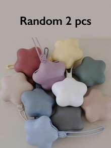 Random 2pcs/1pc Minimalist Cute Portable Storage Bag Solid Color One-Piece Baby Pacifier Storage Bag Star Pacifier Box - Multicolor - View 12
