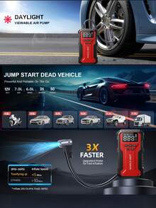 Car Battery Jump Starter With 150PSI Air Pump, Portable Car Emergency Jump Starter, Car Battery Air Pump With Auto Shut-Off Function, Includes Jump Cables And Lighting - J33 - View 10
