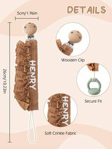 1pc Personalized Custom Name Baby Pacifier Chain Wooden Dummy Holder For Infant Anti-Drop Chain Nipple Clips Baby Essentials - Multicolor - View 10
