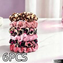 30/18/6pcs/Set Women's Velvet Hair Scrunchies, No-Crease Leopard Print Cute Elastic Hair Bands, Hair Accessories, Sweet Casual Soft, Gift Party Style, Solid Color & Printed - Multicolor - View 13