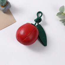 1pc Cute Thickened PU Litchi Grain Bag Charm, Green Knot Leaf Pendant, Student Handbag Key Chain - Multicolor - View 4