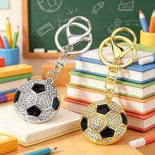 1 Stück Schulanfang Saison Schlüsselanhänger, kreativer Hip-Hop Stil Strass-Kugel Schlüsselanhänger, glänzender Sport Rucksack Anhänger, Fußball Schlüsselanhänger Anhänger, Schulanfang Saison Souvenir Geschenk - Gold - Übersicht 1