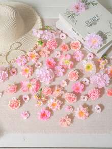 20 Stücke/50 Stücke/Packung Rosa gemischte künstliche Blumenmaterialien, mehrere Farboptionen - Kunstblumen, handgefertigte Haarschmuck, Kranzmaterialien, Hochzeitsblumen, geeignet für DIY-Basteleien, Kranzherstellung, Feiertags- und Geburtstagsdekorationen, Brautarmbänder, Heim- und Floristendekoration, ganzjährig verwendbar - Pink - Übersicht 9