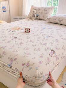 3 PiecesBedding Set With Cute Rabbit Pattern, Soft And Comfortable Bedding Including 1 Fitted Sheet And 2 Pillowcases, No Filling, Suitable For Dorm, Bedroom, Home Use, Multiple Size Options - Multicolor - View 3
