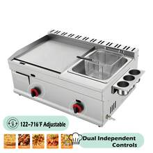 HOHOBLA 2-In-1 Commercial Propane Deep Fryer With Griddle, 6.34QT Stainless Steel Gas Propane Flat Top Grill Griddle With Removable Basket Countertop Fryer With Temperature Control For Restaurant Home Kitchen - Default - View 6