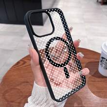 Fashion Transparent Cute White Dot Pattern Magnetic Girl Mobile Phone Case Suitable For  16ProMax/16Plus/16Pro/16,  15/14/13/12/11 Wireless Charging Shockproof Lens Protection Magsafe Mobile Phone Case, Gift - 黑色 - 查看 1