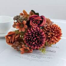 1PC Simulation Autumn Colored Ball Chrysanthemum Rose, Artificial Flower, Realistic Texture, Suitable For Vase, Home, Hotel Room, Wedding Decoration, Table Decoration, Birthday Gift, Autumn Decoration And Other Occasions - Orange - View 2