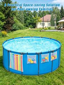 Suction Cup Hanging Mesh Pool Storage Bag, Off-The-Ground Hanging Storage For Pool Noodles, Floats, Buoys And Water Toys, Quick-Drying Breathable Mesh Pouch Swimming Storage Bag, Essential For Back To School Dorm Swimming Class, Suitable For Home Pool, Beach, Camping, Summer Swimming Enthusiasts And Family - Multicolor - View 6