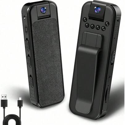 Mini Body Camera, Worn Camcorder, Sport Cam, 1080P Portable Cam With Night Vision, 180° Ratatable Lens, Sturdy Clip For Cycling Law Enforcement Working Up To 128GB SD Card (Not Included)