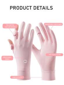 EIGIIS Ice Silk Sun Protection Gloves UV Protection Anti-Slip Touchscreen Driving Gloves Suitable For Cycling, Horse Riding, Golf, Hiking - Solid Color - View 6