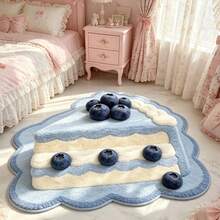 1pc Blue Triangle Blueberry Cake Shaped Rug, Cute Style, Thickened Carpet, Plush Rug, Autumn/Winter Rug, Decorative Rug, Bedroom Decor - Multicolor - View 2