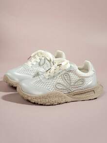 Super Populares Zapatillas Deportivas de Suela Gruesa con Aumento de Altura, Parte Superior Suave, Nuevas para Primavera/Verano 2026, Zapatillas de Running Transpirables de Malla para Mujer, Zapatos Deportivos Casuales - Plateado - Ver 5