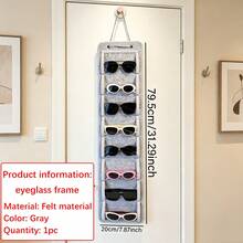 1pc - Hanging Felt Eyewear Storage Bag, Wall-Mounted 8-Slot Transparent Window Fashion Glasses Organizer, Fits Fashion Glasses, Shades, Prescription Glasses, Glasses, Sun Visor Glasses And More, Bedroom Closet Eyewear Organizer, Large Capacity Men/Women Eyewear Storage Container, Foldable Travel Eyewear Storage Bag - Grey - View 2