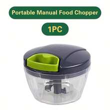 Portable Manual Food Chopper And Processor - Pull-Cord Onion Garlic Chopper With PS Blades, Compact Camping Chopper For Vegetables, Fruits, Nuts, Herbs - Easy To Clean, Pull-Cord Operation, Suitable For RV, BBQ And More (No) - Multicolor 1 - View 1