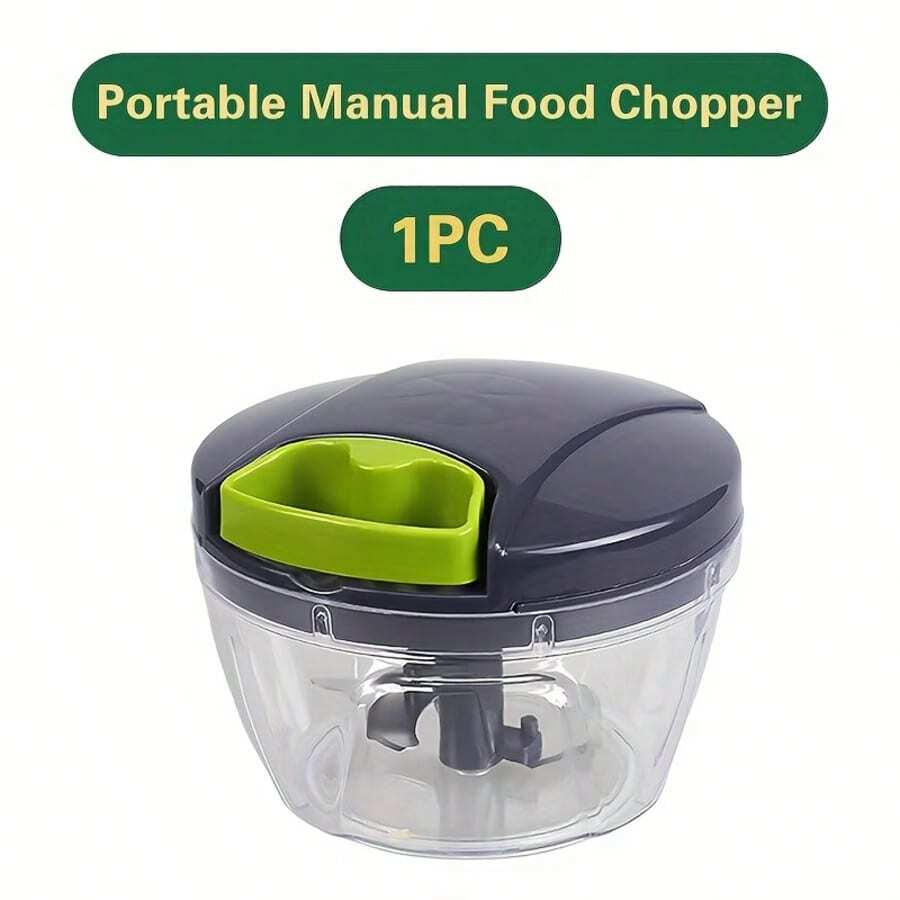Portable Manual Food Chopper And Processor - Pull-Cord Onion Garlic Chopper With PS Blades, Compact Camping Chopper For Vegetables, Fruits, Nuts, Herbs - Easy To Clean, Pull-Cord Operation, Suitable For RV, BBQ And More (No) - Multicolor 1 - View 1