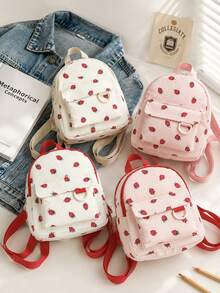 XD 2026 New Cute Sweet Corduroy Lightweight Mini Backpack, Soft And Comfortable, Perfect For Travel, Spring Outings, School Essentials, (Random Print Position) - Multicolor - View 1