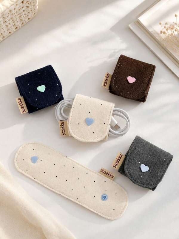 1pc Cute Polka Dot Pattern Cable Organizer/Cable Tie, Suitable For Organizing Data Cables And Earphone Wires, Ideal Accessory For Back To School, Travel, Home And Portable Storage,Back To School
