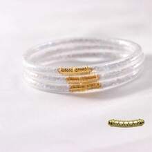 3pcs Set Fashion PVC Ultra-Light Ultra-Clear Transparent Plastic Tube Multi-Layer Stackable Rhombus Sequin Bracelets, Suitable For Women's New Year Party Wear, Best Friend Gift - 3 Pieces/set, Diamond Shape - View 15