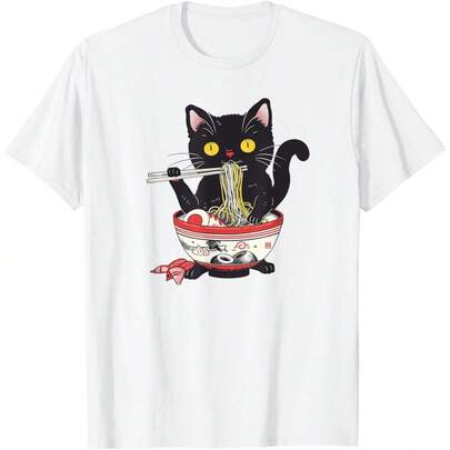 麺猫 ラーメン猫シャツ 食通好きアパレル 猫好きシャツ