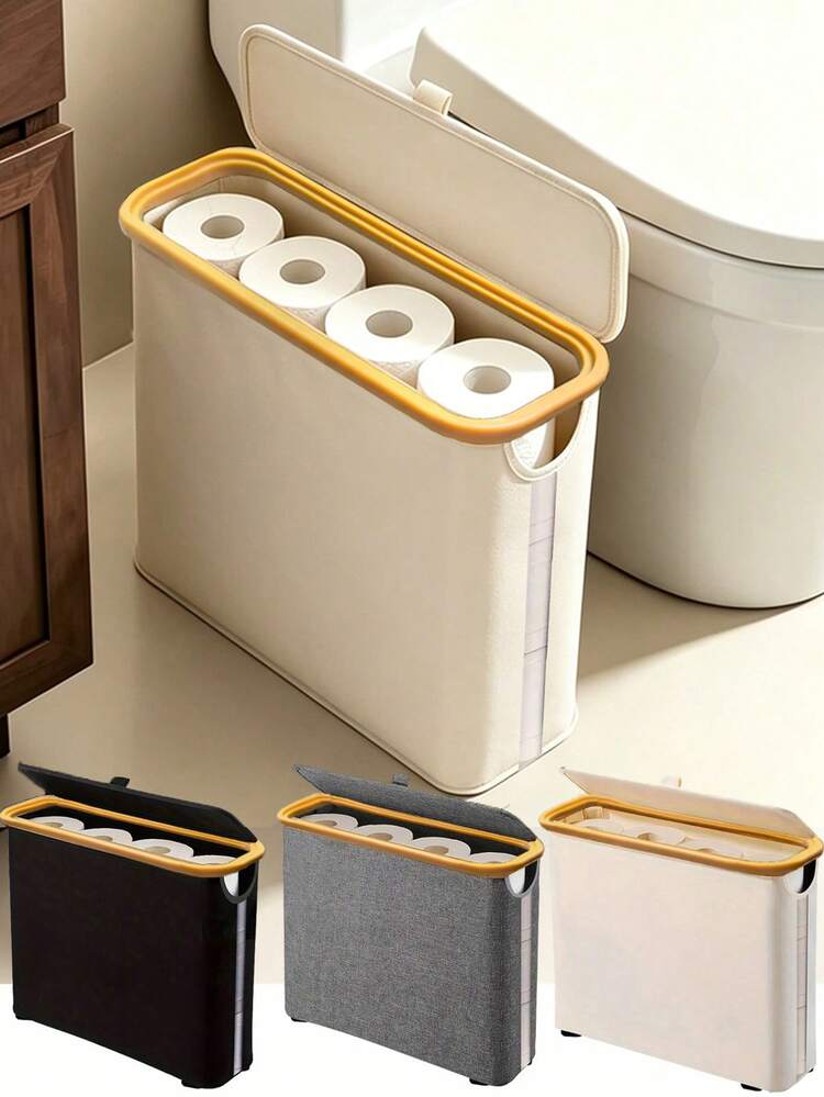 Foldable Toilet Paper Storage Box Large Capacity Toilet Paper Basket Toilet Paper Holder Space-Saving Storage Organizer For Bedroom Dormitory Office Tissue Roll Container Dispenser Bathroom Accessories Home Organization Essential Back To School - Toilet Paper Storage With Handle - View 1