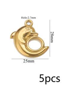 5 piezas de colgantes de criaturas marinas de estilo mixto, acero inoxidable 304 con chapado en oro de 18K, accesorios de joyería hechos a mano DIY/resistentes al agua y a la decoloración - colgante - Ver 12