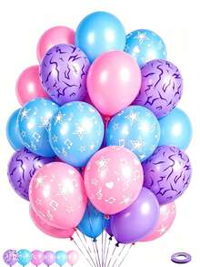 12/60/65PCS Pink, Purple, And Blue Latex Colorful Balloon Set, Suitable For Birthday Parties, Weddings, And Y2K Party Decorations - View 9