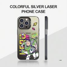 1pc Disney Toy Story 5 Cartoon Buzz Lightyear Phone Case, Running Buzz Lightyear Space Style Retro Cartoon Anime Handsome Men's Protective Cover, Birthday Holiday Gift Choice, Compatible With Iphone 18 Pro/18 Pro Max/17/17 Pro/17 Promax/16/15/14/13/12 PRO&PROMAX Series Phone Case - Color Silver Black - View 2