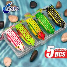 ANFS 5件組青蛙路亞附路亞盒，軟餌釣魚路亞，適用於鱸魚、鱒魚、黑鯛魚，適合釣魚愛好者的酷炫釣魚禮物 - 彩色 - 查看 3