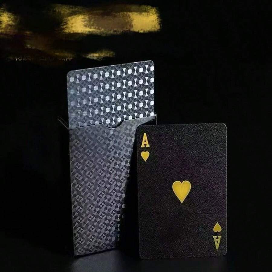 1pc Gold Foil Poker Cards Creative Gold Grid Luxury Dollar Gold Paper Cards Matte Durable, A Fun Game Suitable For Men, Best Gift For Men, Suitable For Father's Day - Multicolor - View 1