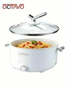 OCTAVO 3L 電熱鍋，陶瓷不沾電鍋，雙功率快速加熱，過熱保護，多功能鍋，適用於拉麵、義大利麵、湯品、牛排與火鍋 - 美規B型插(110-127V) - 查看 8
