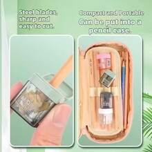 便攜式單孔手動鉛筆削筆器，附防污蓋，適用於學生桌面鉛筆與眉筆削筆器 - 多款式 - 查看 4