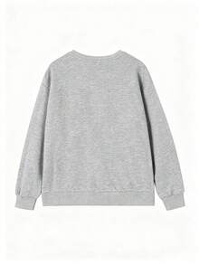 Women's Crew Neck Sweatshirt, New Autumn/Winter Letter Print, Casual Versatile Loose Fit Top, Fashionable Daily Wear - Dark Gray - View 4