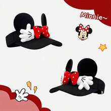 Disney 1件迪士尼黑色耳朵遮陽帽 中性款 3D黑色鼠耳紅色波點蝴蝶結白色手工裝飾 可調式透氣開頂棒球帽 可愛卡通主題 適合主題樂園、海灘、旅行、戶外日常度假 - 遮陽帽 - 查看 7