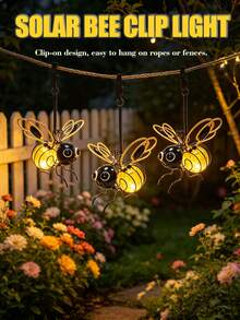 1/2/3PCS Solar Bee Shaped Hanging Lights, Flexible Spring Design Cute Yellow Bee Pendant Lamp, Auto Light Control Weatherproof Outdoor Solar Night Light For Garden Courtyard Terrace Porch Decor, Lovely Yard Art & Birthday Gift For Family Friends - Yellow - View 13