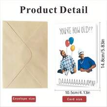 1 Set, Fun Birthday Card (Includes Envelope), Perfect Birthday Card For Family And Friends, "How Old Are You?", Humorous Birthday Card - View 3