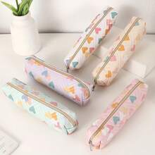 This Pencil Case Is Decorated With Creative Colorful Heart Patterns, Making It Perfect For Storing Makeup Brushes And Cosmetics, An Ideal Gift For Friends During The Back-To-School Season. Suitable For: Back-To-School Season, School Supplies, Pencil Case, Backpack, Makeup Bag, Fun Gift. - Multicolor - View 1