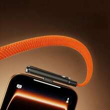 1pc Orange Braided 240W Alloy Metal Bracket Fast Charging Data Cable, Nylon Braided Material, Supports Fast Charging, Built-In Phone Stand, T-Shaped Folding Design, USB-C To Type-C Interface, Suitable For IPhone 17/16 Pro/16/15 Pro/15, S26/S25/S24/S23 And Other Models, Suitable For Home, Office And Travel Use - Multicolor - View 4