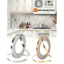 1 rollo de 50m de cinta autoadhesiva desprendible para sellar juntas de azulejos, tira decorativa impermeable cepillada en dorado, plata y negro, pegatina de borde autoadhesiva, apta para juntas de suelo, pared y techo, decoración del hogar - Lechada para azulejos - Ver 3
