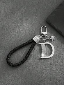1pc Fashionable European & American Style Creative Versatile Premium English Letter Shaped Keychain Bag Charm, Suitable For Men & Women Car Key Bag Decoration And Holiday Gift - Silver - View 8