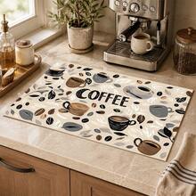 1pc Colorful Plaid Print Diatomaceous Earth Absorbent Drying Mat, Kitchen Countertop Water-Absorbing Mat, Coffee Machine Mat, Pour-Over Coffee Pot Mat, Dish & Cup Draining Mat, Non-Slip Backing Kitchen Mat, Dining Table Mat, Washing Machine Mat, Home Kitchen Dining Table Coffee Shop Bar Decor Mat, Holiday Party Housewarming Gift - Multicolor - View 3