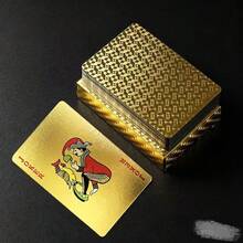 1pc Gold Foil Poker Cards Creative Gold Grid Luxury Dollar Gold Paper Cards Matte Durable, A Fun Game Suitable For Men, Best Gift For Men, Suitable For Father's Day - Multicolor - View 2
