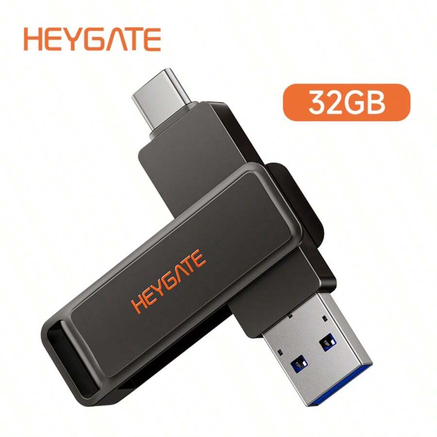 HEYGATE USB 3.2 Type-C Dual Interface Flash Drive 32GB-256GB, 360-Degree Rotating Design, Space-Saving And Portable, High-Performance Stable Transfer, Suitable For Daily Office And Study File Storage Needs - View 1