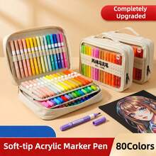 80 Color Large Capacity Acrylic Marker With Soft Tip, Easy And Fast Color. Birthday Presents For Friends, School Drawings, Back To School,Christmas Gifts,School Supplies,Art Supplies - Sets - View 6