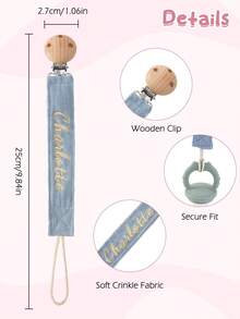 1件個性化客製化刺繡姓名嬰兒奶嘴鏈，圓形木製夾子安撫奶嘴掛繩，嬰兒新生兒日常必需配件 - 彩色 - 查看 11