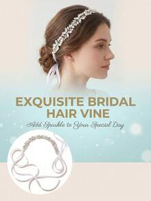 1 Peça Tiara de Casamento com Decoração de Folha de Cristal Brilhante, Tiara de Noiva Estilo Boêmio com Pérolas, Adequada para Aniversário, Baile de Formatura e Festa de Casamento - Prata - Visão 3