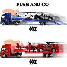 1 Set Toy Vehicles, Including Airplane Model, Foldable Portable Fire Truck Rescue Airplane Toy, Contains 1 Mini Car And 1 Airplane, Holiday Toy Gift - Multicolor - View 5